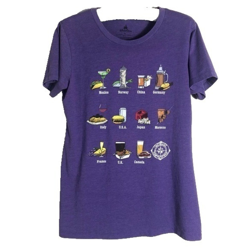 Disney Epcot Food and Wine Festival Shirt Womens Large Purple Vacation Whimsical